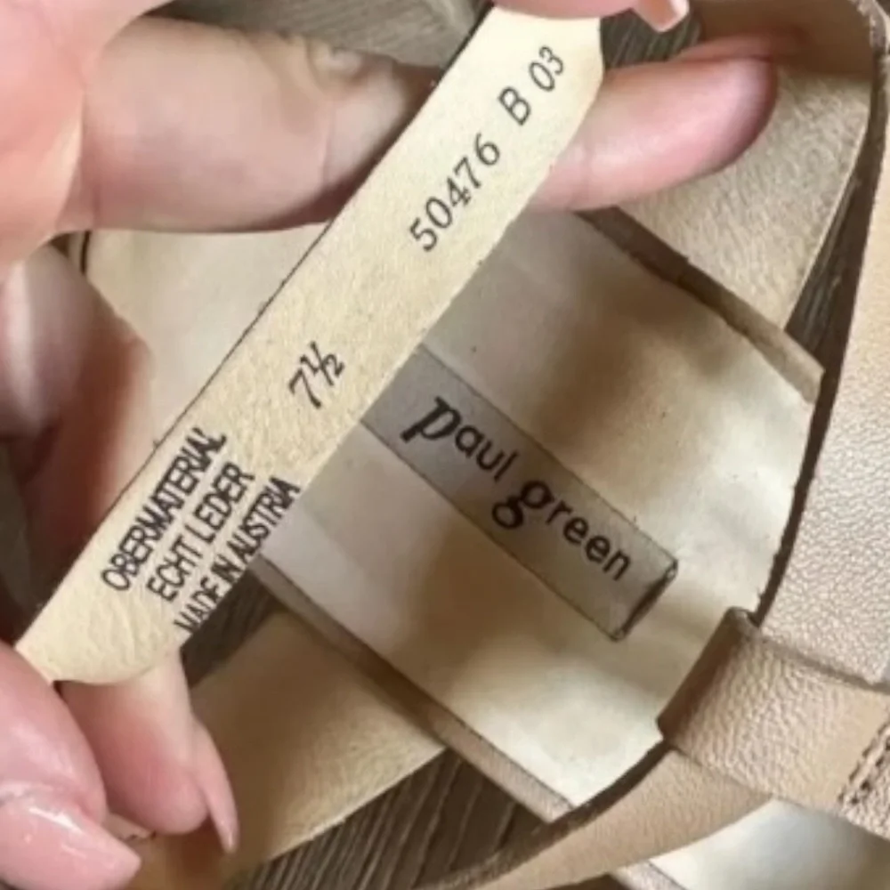 PAUL GREEN Raven Platform Sandals Desert Light Nappa Leather Block Heel NWOB